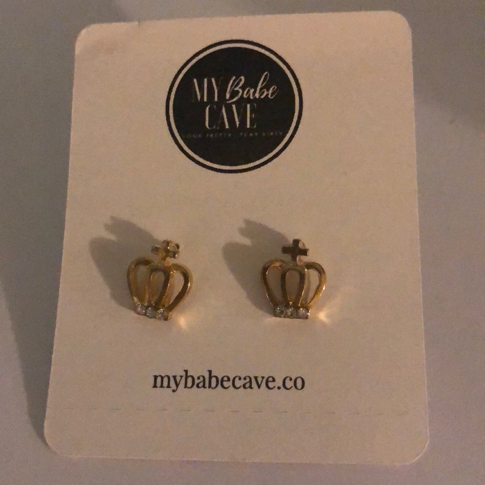 New cross and crown earrings